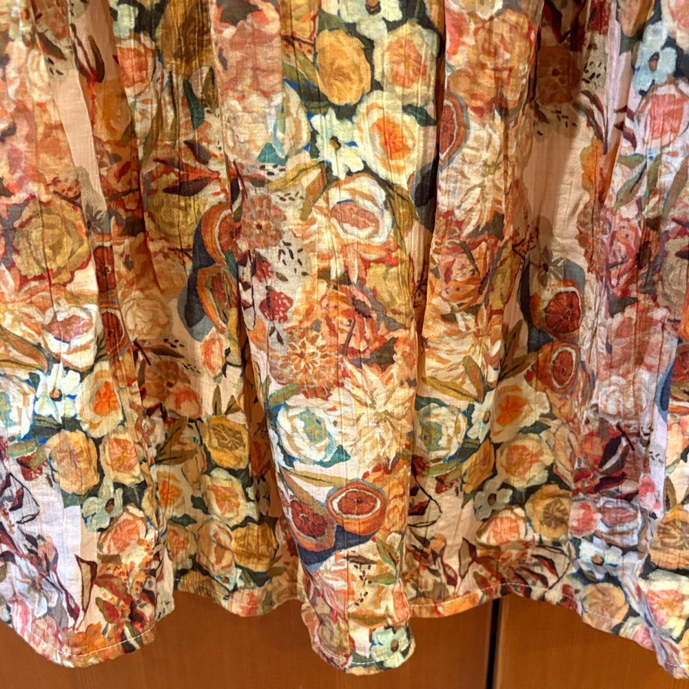 Floral Ruffled-Sleeve Midi Dress in Rust Floral - Picture 4 of 5